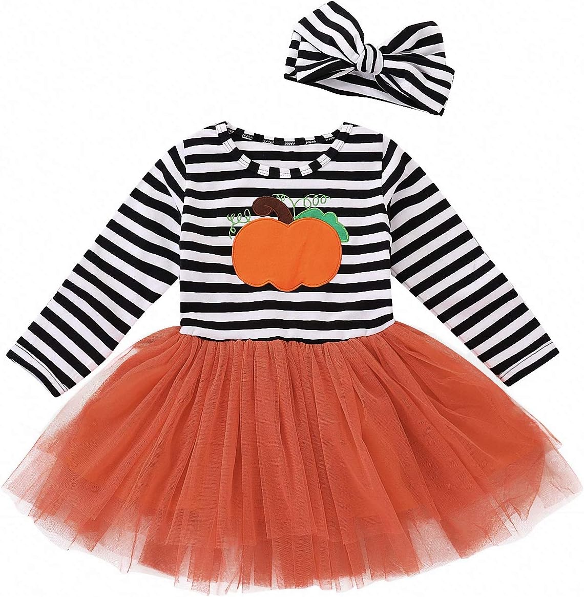 USWeeLinB Baby Outfits Kids Girls Long Sleeve Dress Skirts Clothes Headband