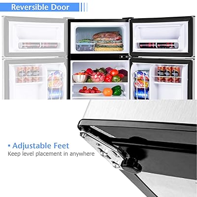 Buy Costway Compact Refrigerator 3 2 Cu Ft Unit 2 Door Mini Freezer Cooler Fridge With Reversible Door Removable Glass Shelves Mechanical Control Recessed Handle For Dorm Office Apartment Grey Online In Qatar B01nh9hd8m