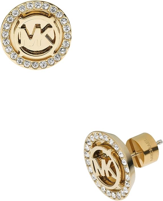 Michael Kors Logo Pave Stud Earrings Gold. Style