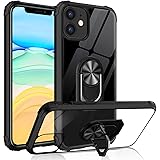 Tuerdan iPhone 11 Case with Ring Holder, Military Grade Clear Crystal Phone Case with Car Mount Kickstand for Apple…