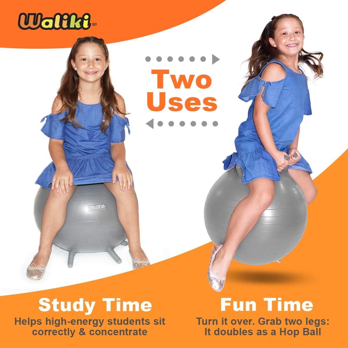 WALIKI Chair Ball with Feet for Kids | Alternative Classroom Seating | Balance Ball | 18"/45CM Gray: Toys & Games