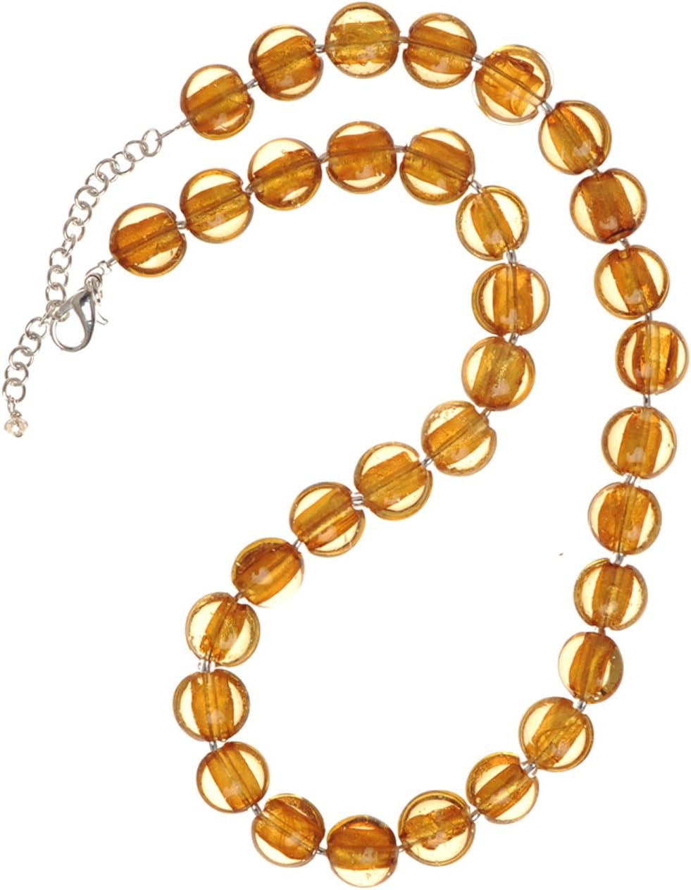 The Jewellery Factory Silver Plated Gold Murano Style Disc Bead Necklace of 50.0cm