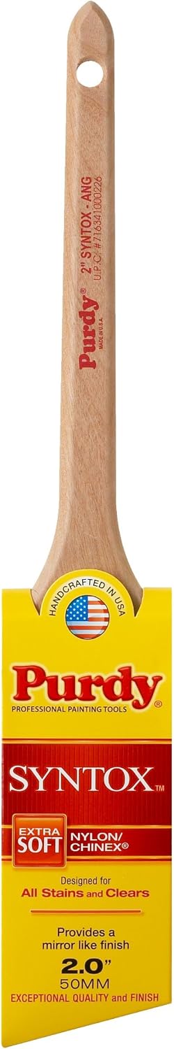 Purdy 144403620 SYNTOX Angled WOODCARE Brush 2IN 50MM Paint, Green, 2", Blue