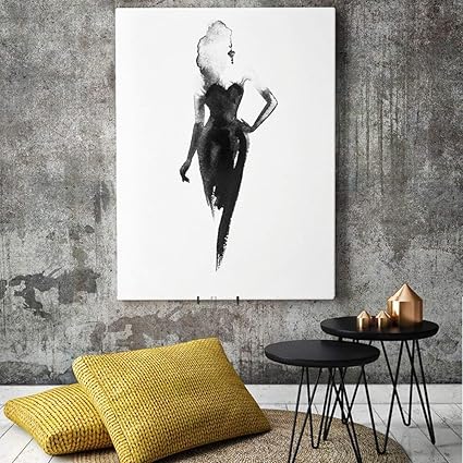Rqjope Quadro Su Tela Donna In Bianco E Nero Che Dipinge Acquerelli Viso Foto Arte Parete Stampa Pittura Soggiorno Camera Da Letto Decorazione Poster 24x32inch Amazon It Casa E Cucina