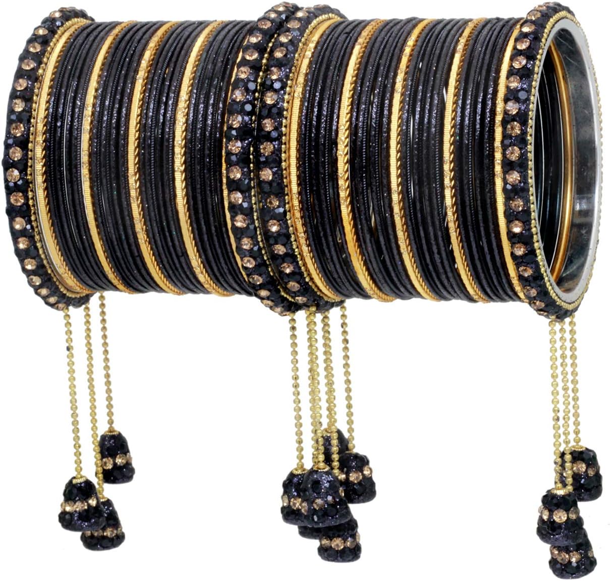Indian Bollywood Bangles Women Wedding & Party Wear Pakistani Matching Outfit Color Latken Dangle Drop Bridal Bangle Set Pair Jewelry