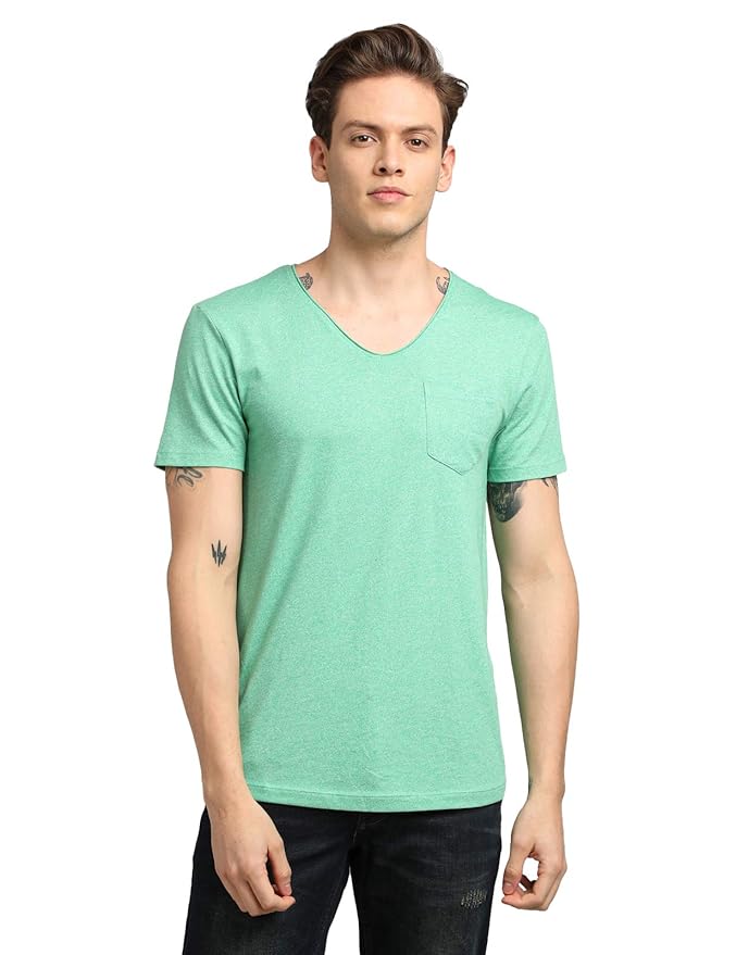 Buy URGEAR Textured Men V Neck Light Green T-Shirt (Green, XX-Large) at Amazon.in