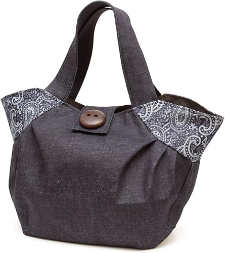 Amazon Creareきき トートバッグ レディース 布 岡山デニム ペイズリー プリーツトート L 日本製 Dj 11 ペイズリー ネイビー Creareきき トートバッグ