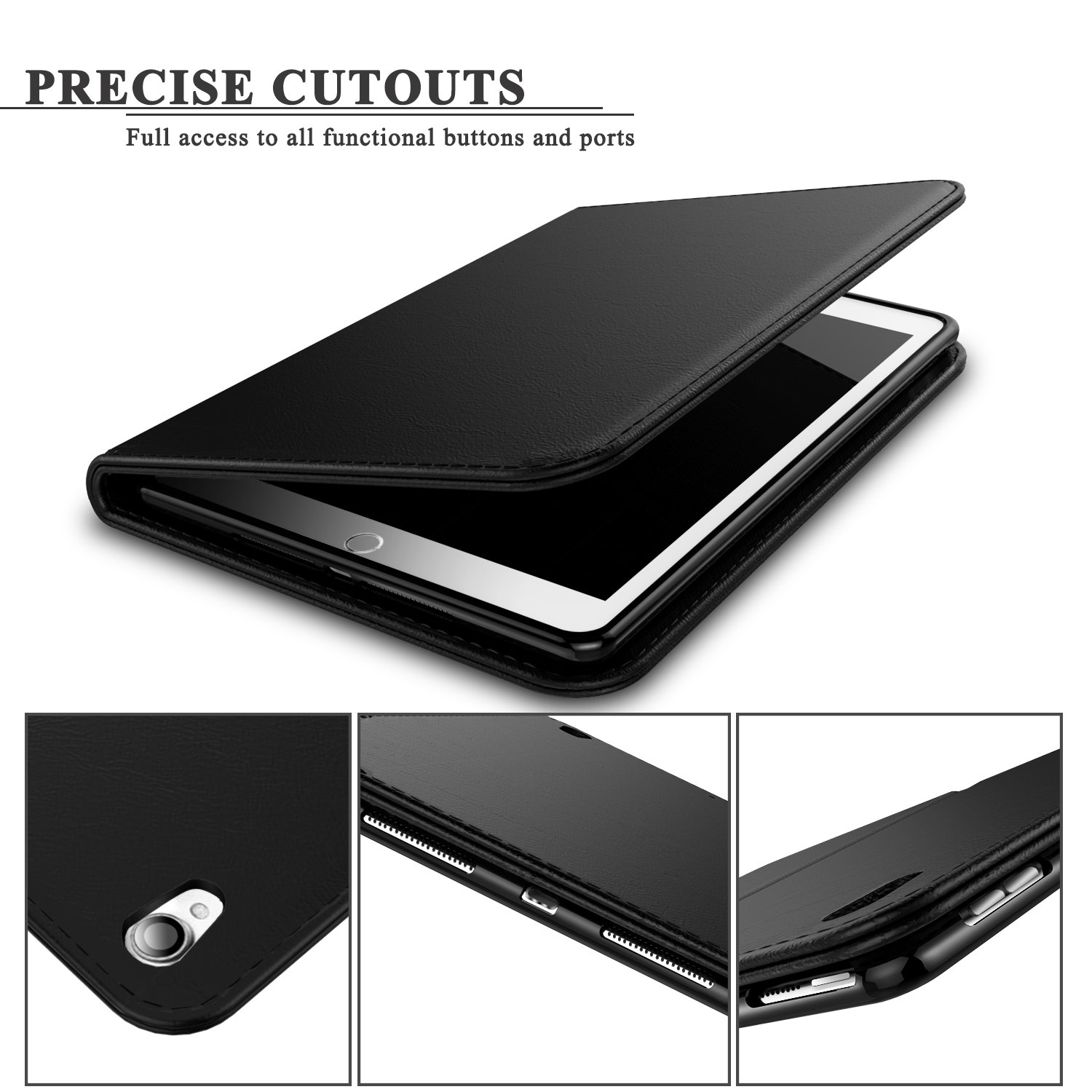 iPad Pro 10.5 Case, LoHi Genuine Leather Business Case Auto Sleep Multi-Functional Adjustable Stand Protective Cover for Apple iPad Pro 10.5 Inch 2017 Model (Black)