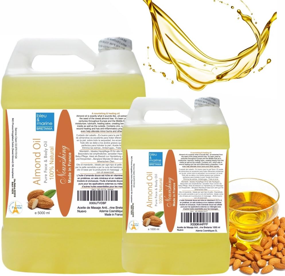 Pure Cold Pressed Sweet Almond Oil, Vegetable Massage Oil, Body & Face Oil, Hair Moisturiser, Baby Skin Softener - Image 5