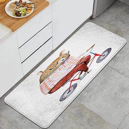 Amazon Ecomaomi キッチンマット 洗える 45 1cm 自転車に乗って流行に敏感な服を着た漫画のクマ水彩の都会のキャラクター キッチンマット 滑り止め 柔らかく おしゃれ 台所 マット お手入れ簡単 Ecomaomi ホーム キッチン 通販