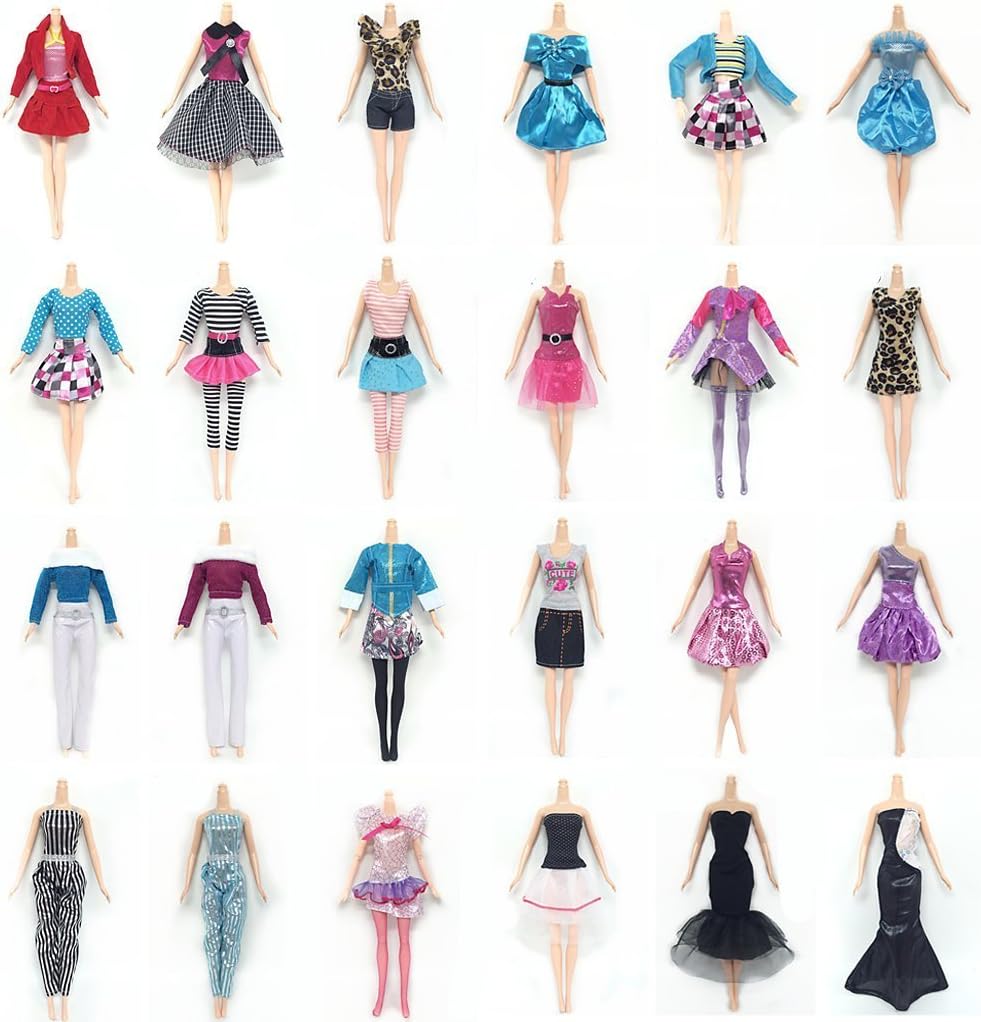 Lance Home Clothes for 11.5" Girl Doll, 10 Sets Dresses 10 Pairs of Shoes 10pcs Bag for 11.5 Inch Girl Doll Accessories Gifts for Children, Random Style (30pcs)