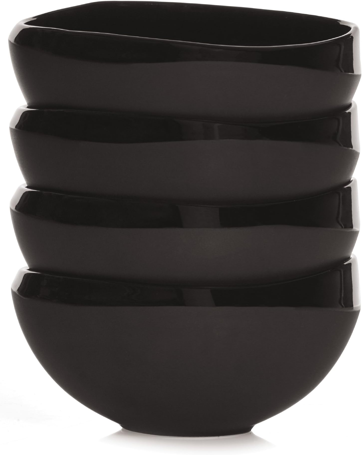 SavoraChamfer Porcelain Bowl, 6-Inch, Noir, Set of 4