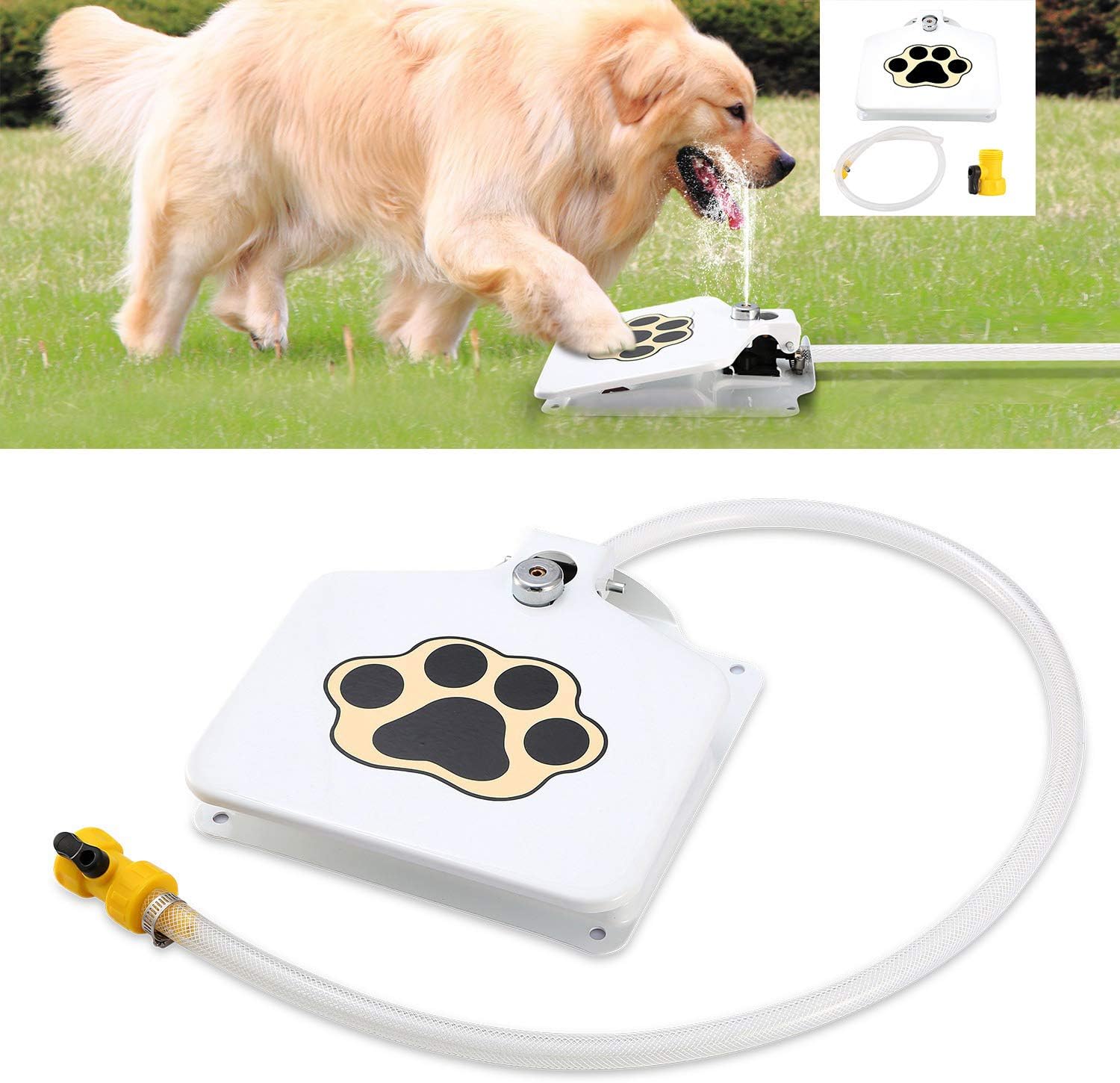 Teqhome Dog Water Fountain, Step on Automatic Dog Pet Fresh Water