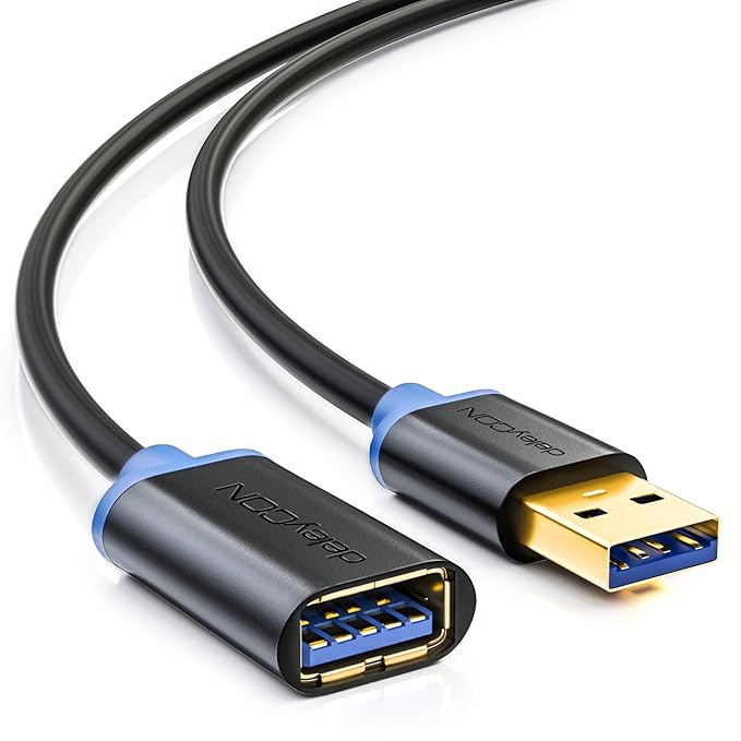 deleyCON 2m USB 3.0 Super Speed Verlängerungskabel - USB A-Stecker zu USB A-Buchse - USB 3.0 Super Speed Technologie bis zu 5