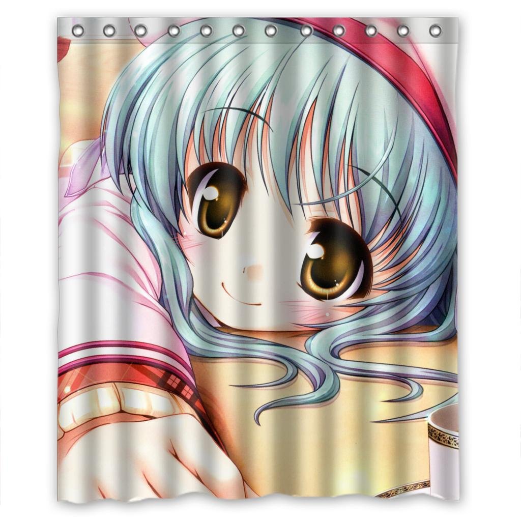 Anime pretty girl distinctive fabric Shower Curtain Measure