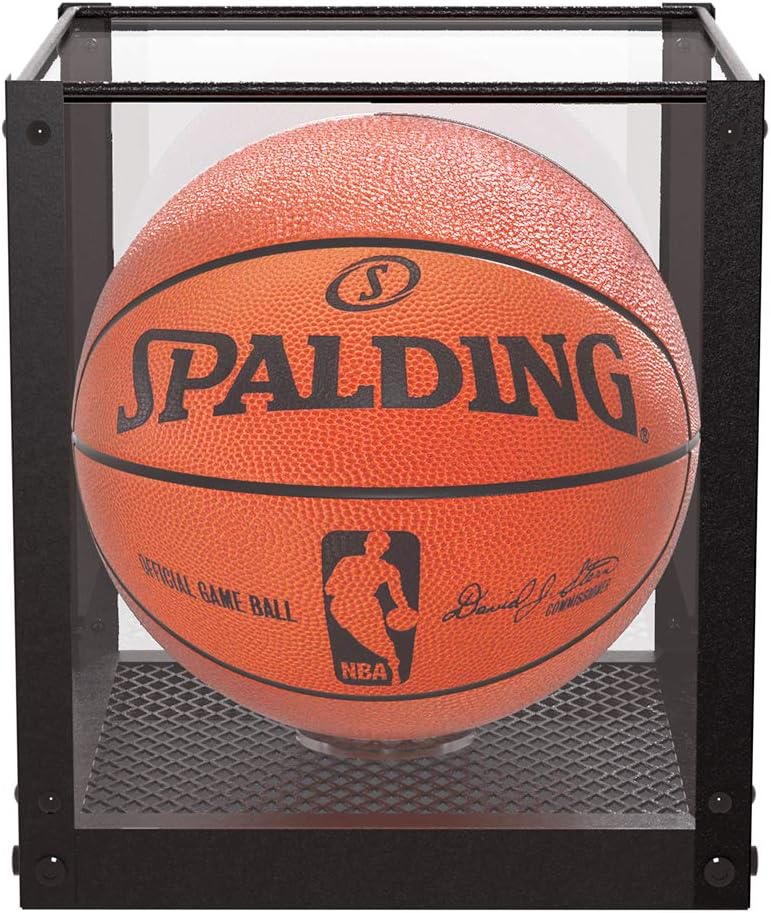 J JACKCUBE DESIGN Acrylic Basketball Display Case, Clear Display Box Showcase Holder with Metal Mesh Base for Autograph Football, Socerball, Volleyball Memorabilia Collectibles - MK633A : Sports & Outdoors