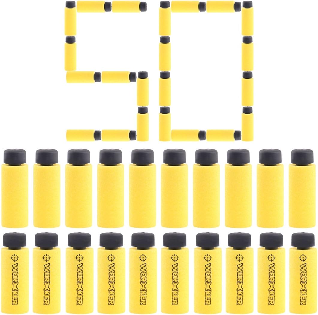Worker Darts, Foxom 50Pcs Worker Short Bullets Darts Refill Pack for Worker Modified Nerf Blaster Only (Yellow)