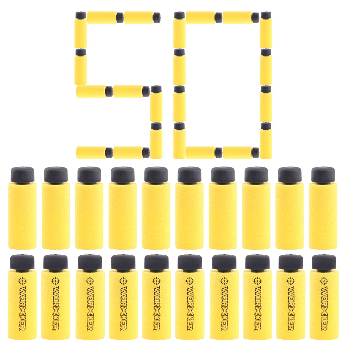 Worker Darts, Foxom 50Pcs Worker Short Bullets Darts Refill Pack for Worker Modified Nerf Blaster Only (Yellow)