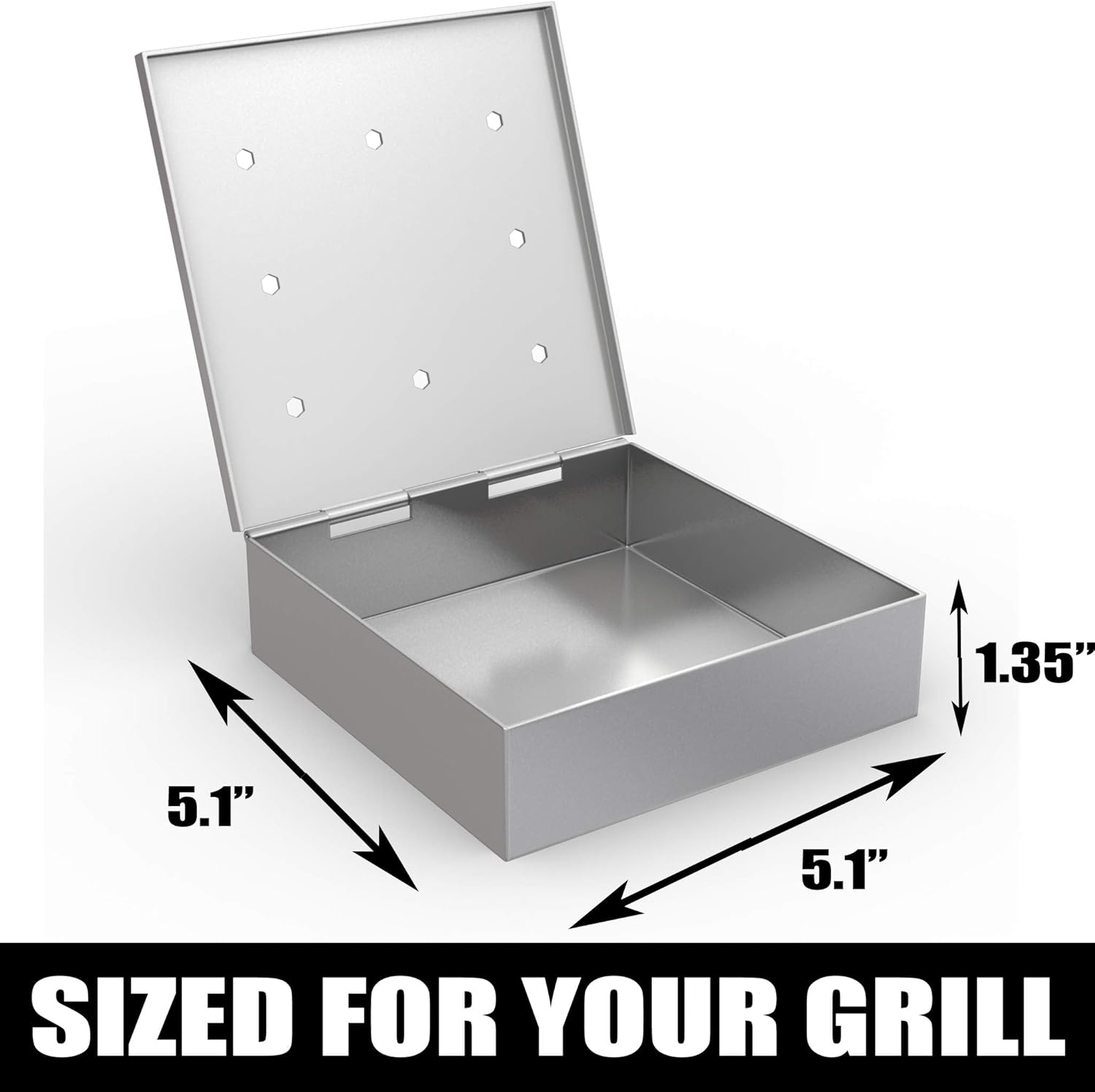 Smoker Box for BBQ Grill Wood Chips - 25% Thicker Stainless Steel Won't WARP - Compact Size for Charcoal & Gas Barbecue Meat Smoking with Hinged Lid - Best Grilling Accessories Gift Idea for Dad: Garden & Outdoor