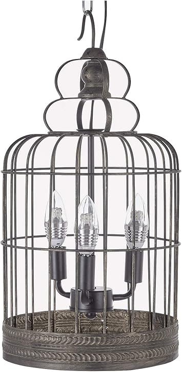 New Legend Lighting Antique Black 3 Light Metal Birdcage