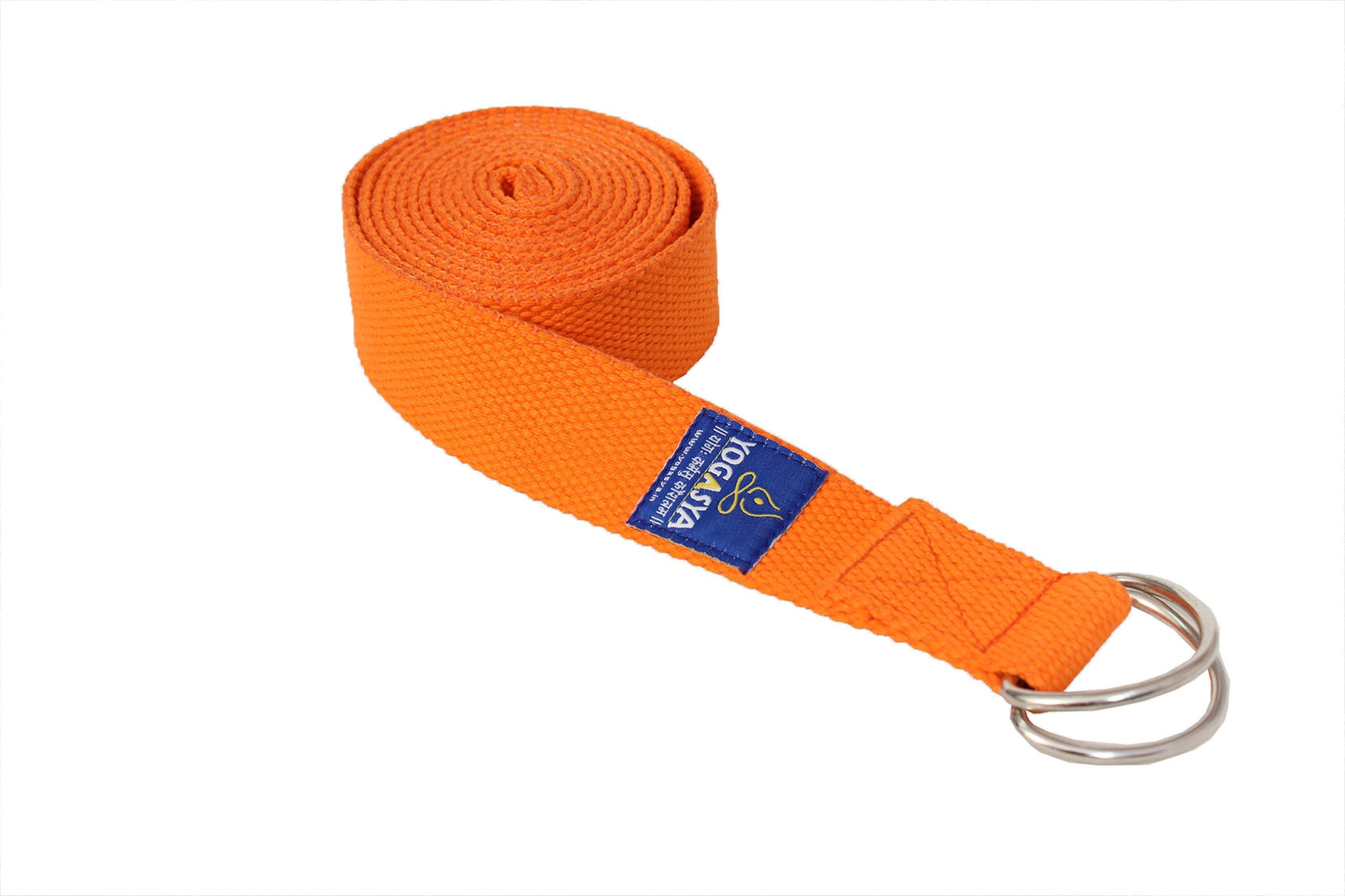 Yogasya - Yoga Belt - 8 Feet Length - 1.5" Width - Yoga Props - For Safe, Perfect & Challenging Yoga Posture - Orange