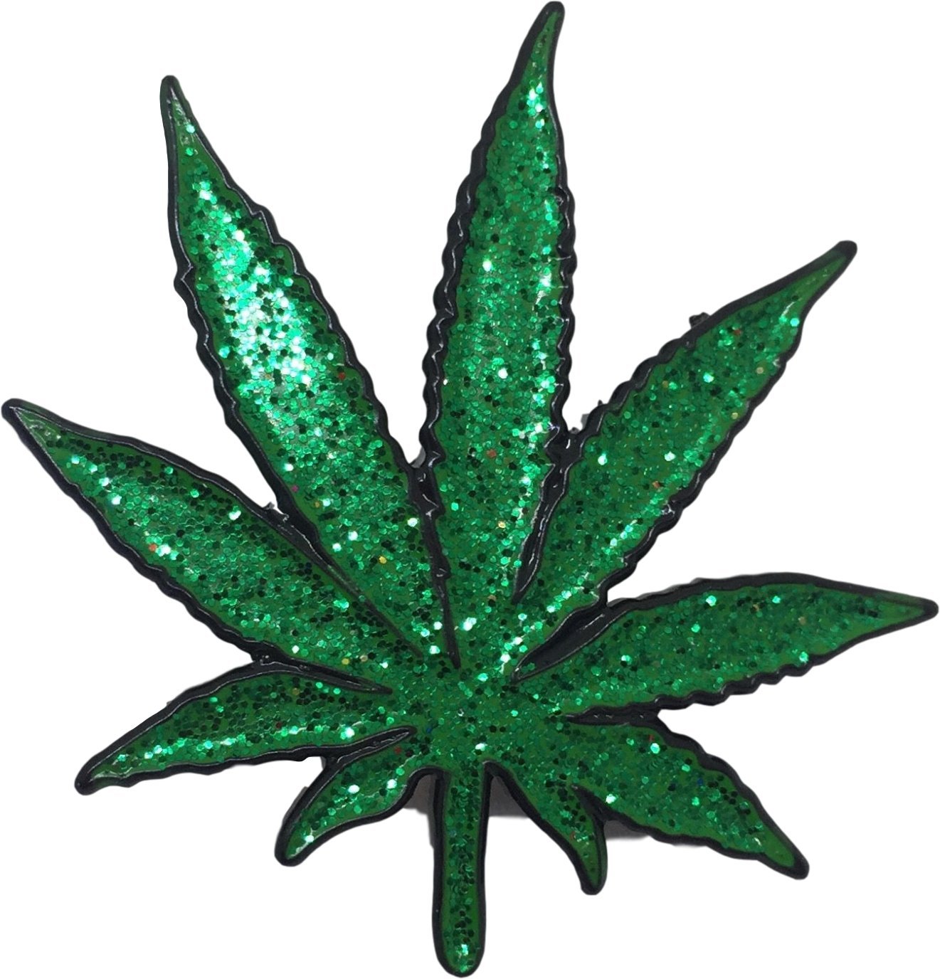 stoner420 Pot Leaf GLITTER Enamel Lapel Pin Cannabis Marijuana Gift