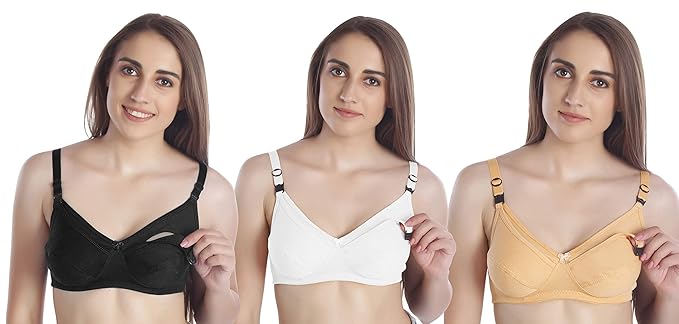 Seamed Breastfeeding Nursing Maternity Bra for Women's Combo (Pack of 3)