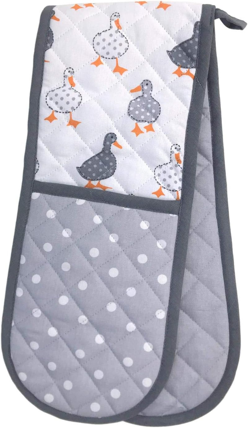 Duck SPOT White Grey DOUBLE OVEN GLOVE