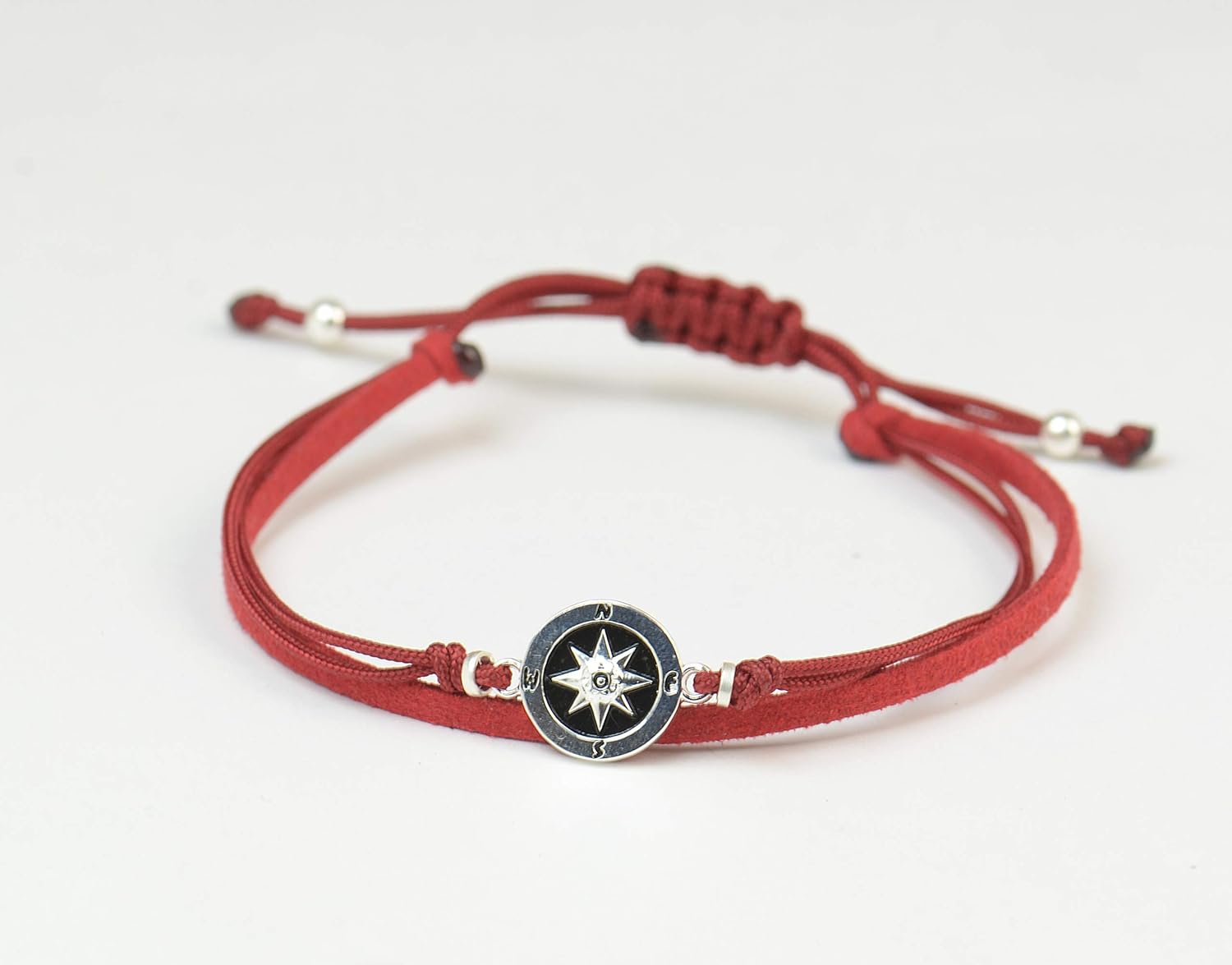 Sterling Silver Compass charm bracelet. Mens or women