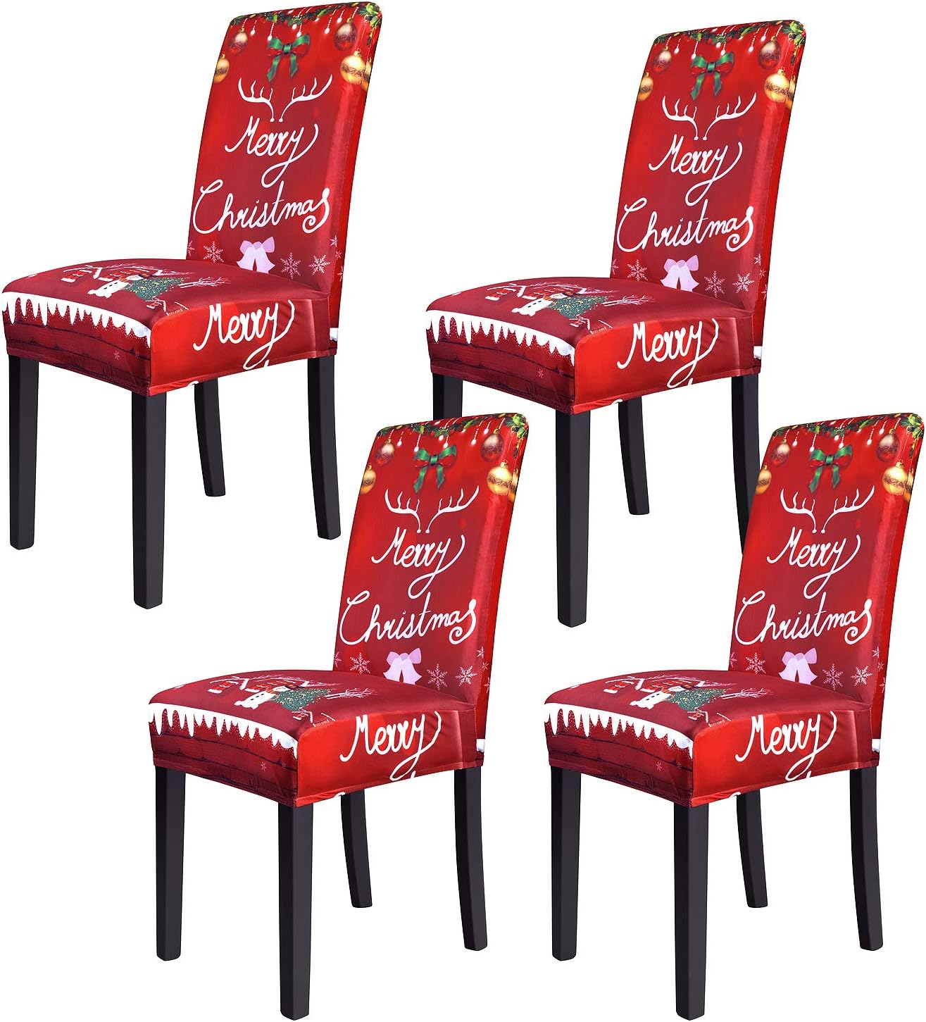 Dining Chair Cover Stretch Washable Chair Seat Protector for Dining Room, High Back Slipcovers Persons Chair Cover for Christmas Kitchen Decoration Restaurant Holiday Festival Party Decor Set of 4: Kitchen & Dining