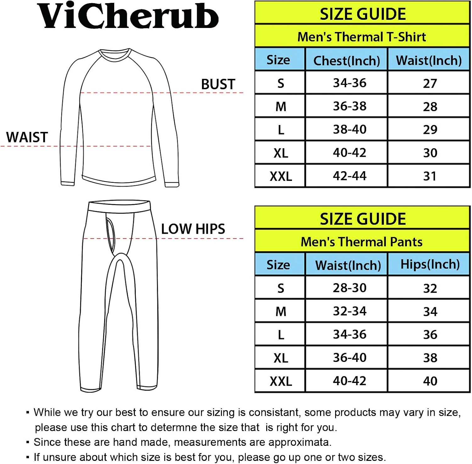 ViCherub Men's Thermal Underwear Set Fleece Lined Long Johns Winter Base Layer Top & Bottom 2 Sets for Men at  Men’s Clothing store