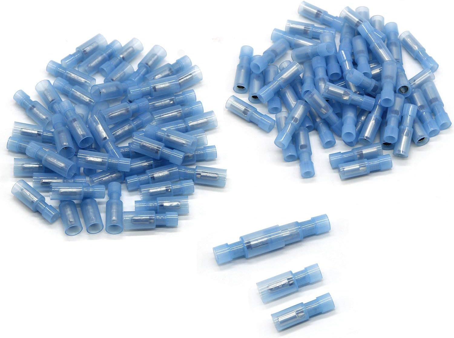 eHUB Fully Insulated Male Female Wire Bullet Connector Electrical Crimp Terminals, Pack of 100 Pieces (Blue - Nylon)