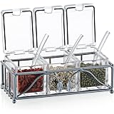 Set 6 Pots à épices Muraux - Avec Cuillères - Rangement Cuisine Pratique - Adhésif Sans Perçage - Transparent
