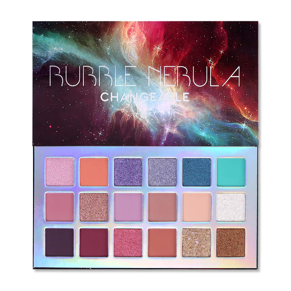 Bubble Nebula 18 Colors Eyeshadow Makeup Palette, High Pigmented Shimmer Matte Glitter Multi Reflective Creamy Blendable Long Lasting Vibrant Eyes Shadow Make Up Pallet Set