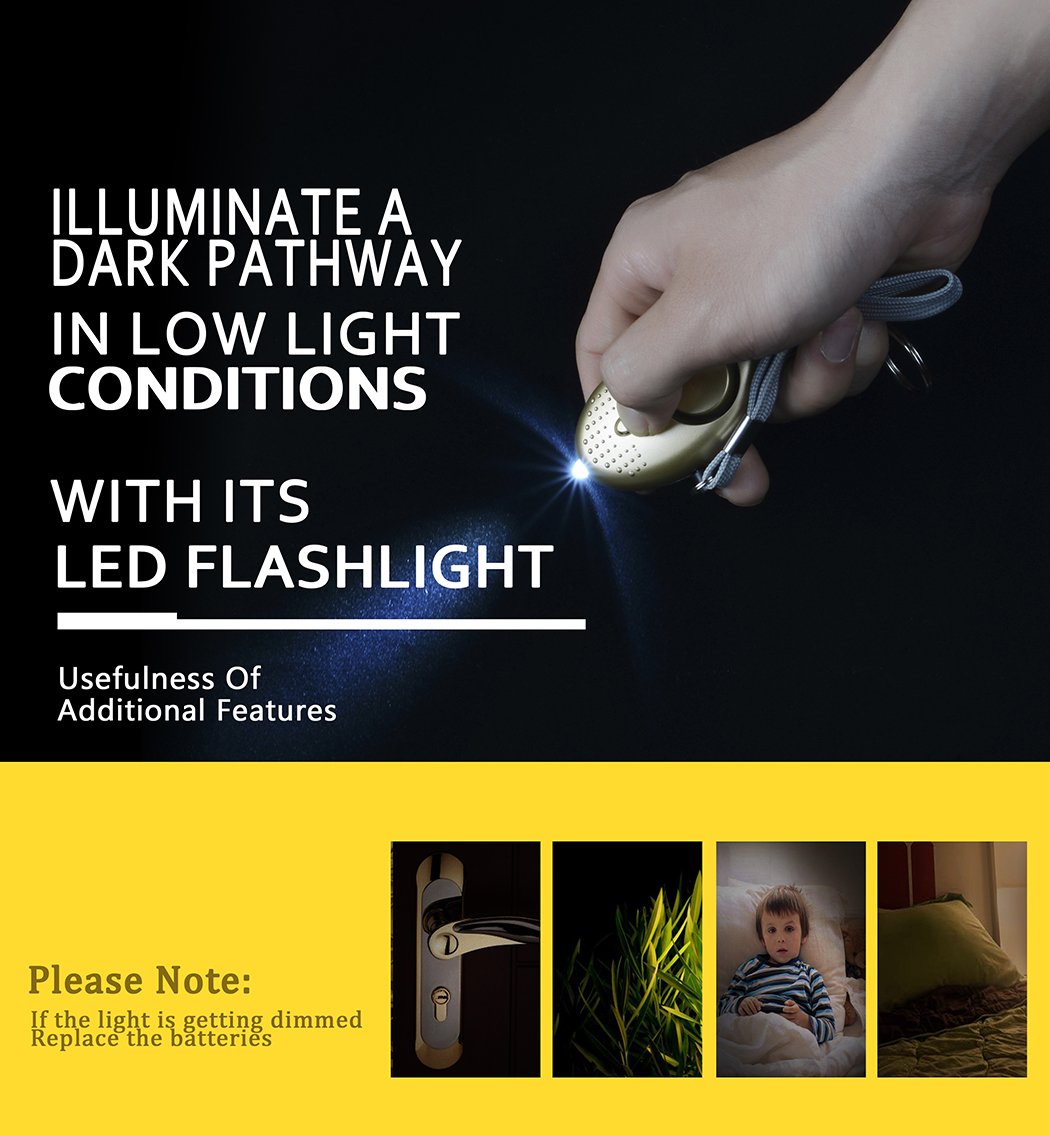 130db Personal Alarm Keychain, 3 Pack SOS Emergency Self Defense Safety Alarm Keychain Siren with LED Flashlight for Women Kids Girls Elderly Night Workers - Hear Up to 600 inch