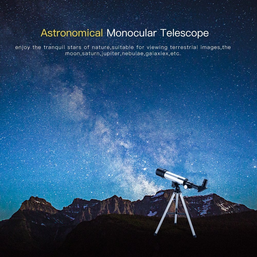 Telescope for Kids, Merkmak Educational Toy for Beginners Science Plastic Tools with Tripod and 3 Magnification Eyepieces 360/50mm Spotting Scope