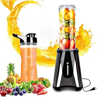 Mixer Smoothie Maker, Mini Standmixer, Multifunktion Elektrischer Entsafter, 300 Watt Shake Mixer mit 2 BPA-freie & spülmaschinenfeste Tritan Trinkflaschen + Deckel(600ml)