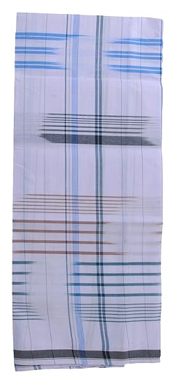 Men's Cotton Lungi (White)- Assorted Design