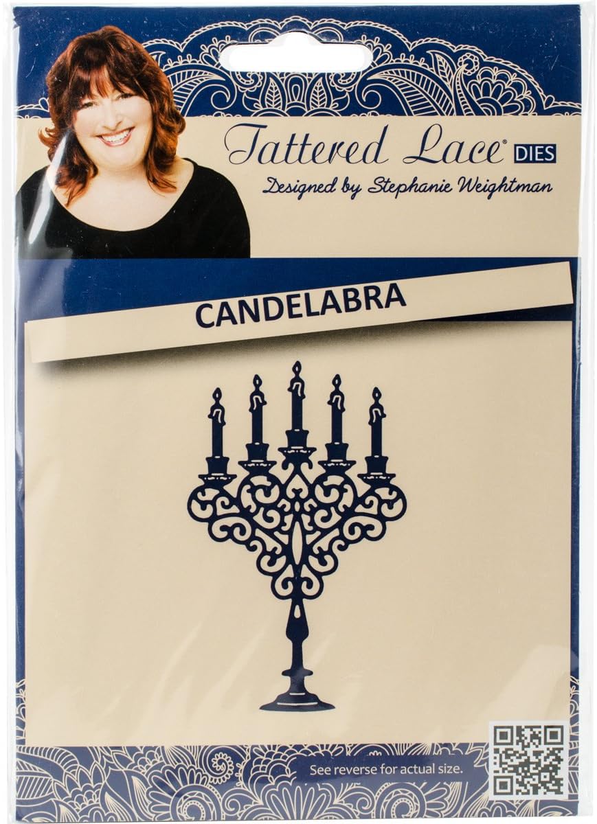 Create and Craft Tattered Lace Metal Die Candelabra, Acrylic, Multicolour, 11.68x17.78x0.4 cm