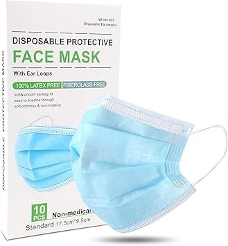 Download Disposable Face Mask 3 Ply Facial Cover Mask With Ear Loop Latex Free For Personal Health 10 Pcs Amazon Com PSD Mockup Templates