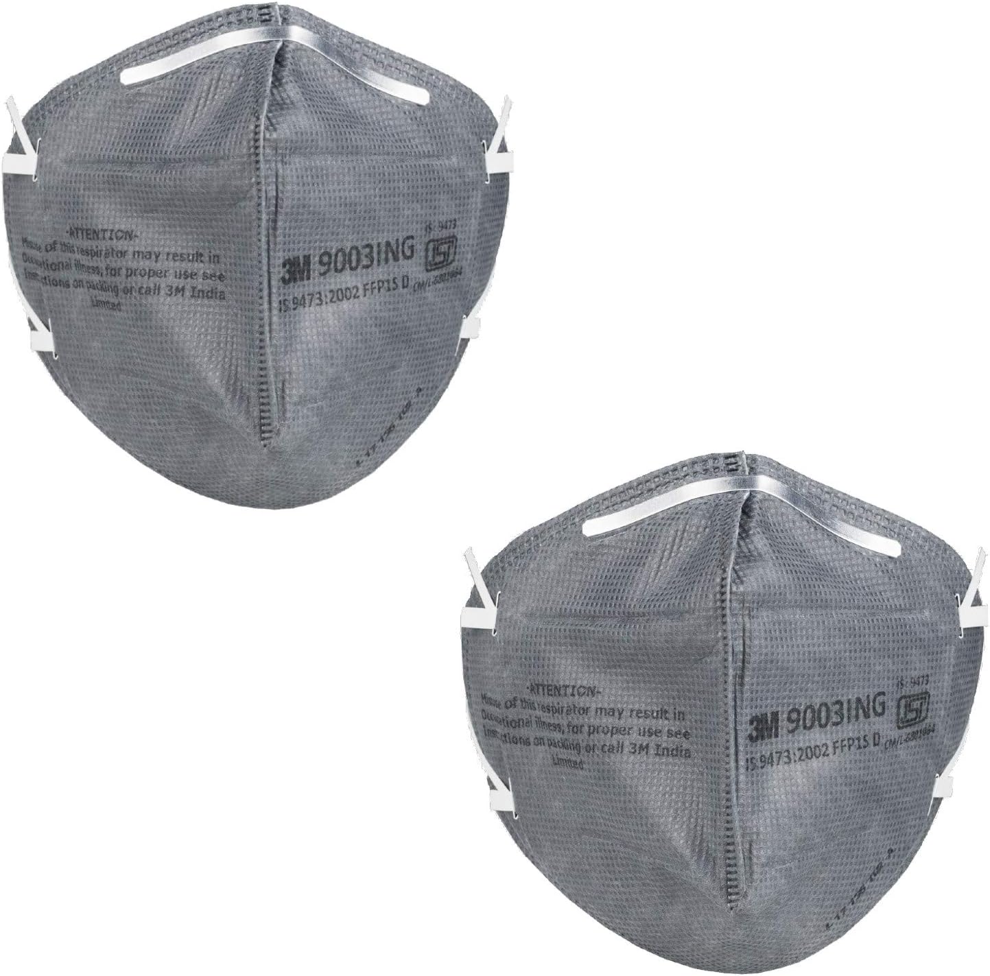 2Light Half Face Anti Dust, Anti Pollution Polypropylene Mask - 2 Piece Grey -3M FFP1 IN Face Mask