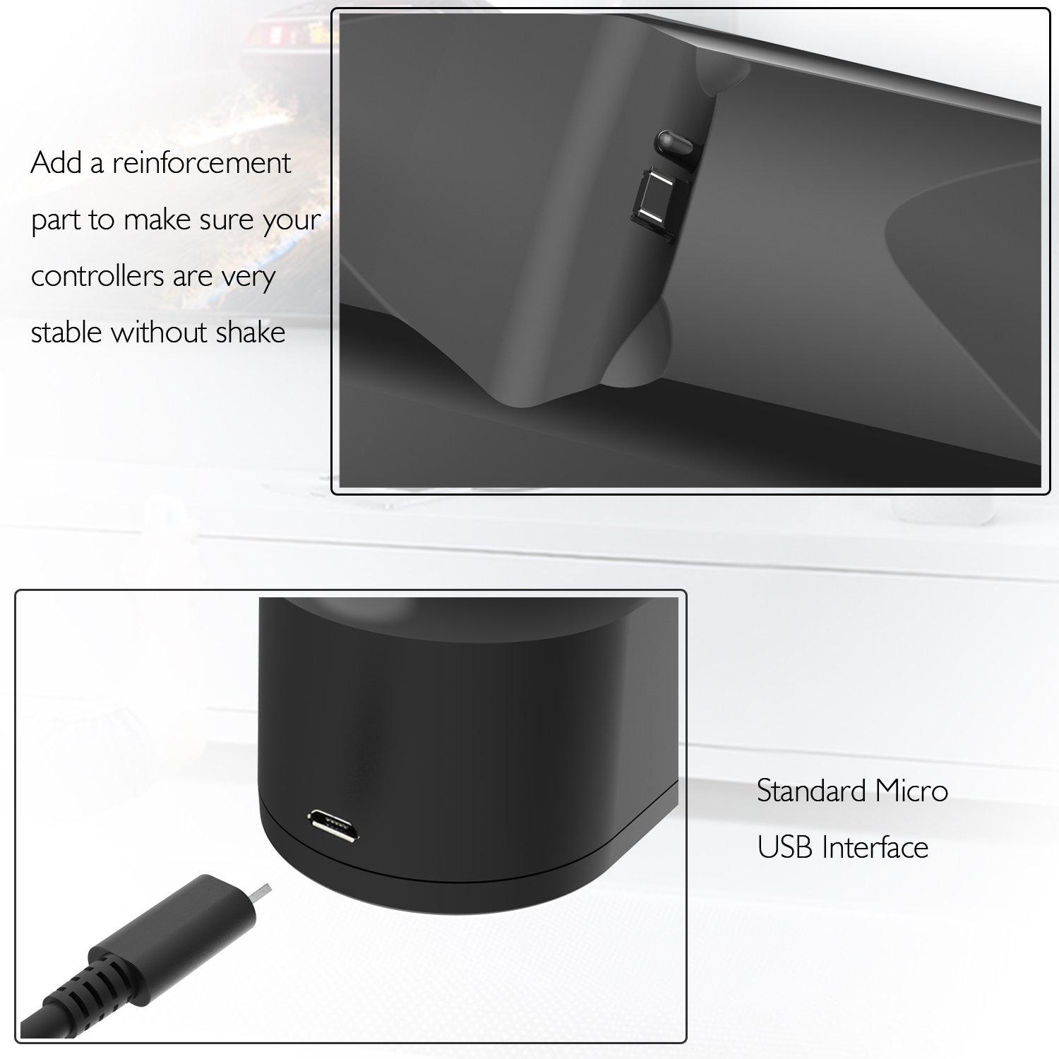 PS4 Controller Charger, Dual Shock USB Charger Charging Docking Station Stand for Sony Playstation 4 PS4/PS4 Slim/PS4 Pro Controller, Black