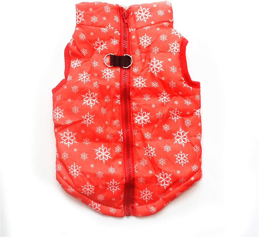 N / A Pet Winter Clothes,Small Dog Warm Coat Jackets Pet Christmas Clothing Costume for Cats Puppy Small Dogs (M, Red Snowflake)