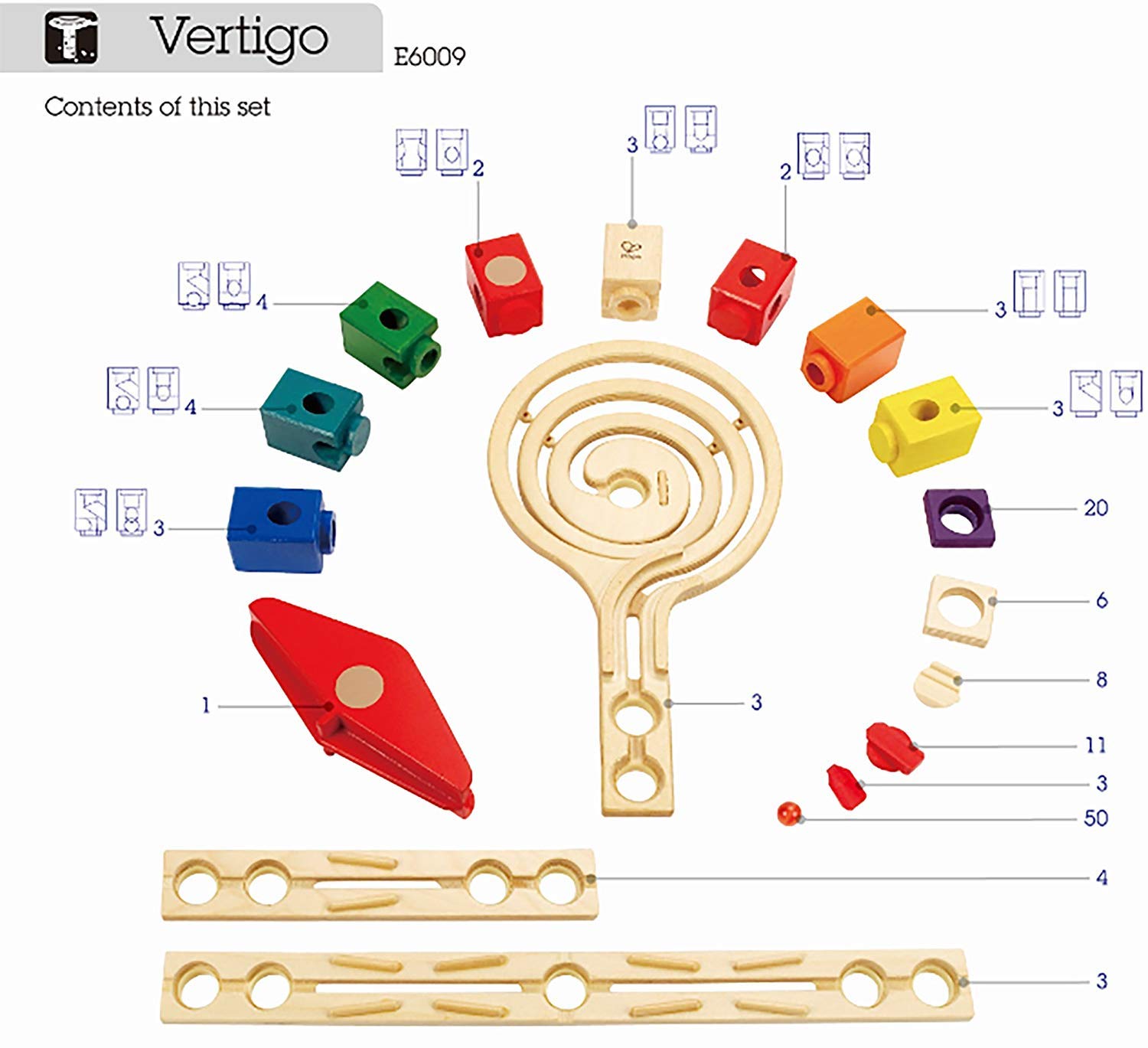 Hape Quadrilla Wooden Marble Run Construction System, Vertigo, with