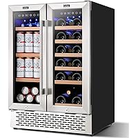 Colzer 24 Inch Beverage Fridge and Wine Cooler Dual Zone, Wine Beverage Refrigerator 18 Bottles and 57 Cans (120L) for…