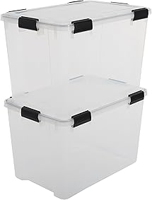 Iris Ohyama, lote de 2 latas herméticas de almacenamiento - Air Tight Box - AT-LD, plástico, transparente 70 L, 59 x 39 x 38 cm 