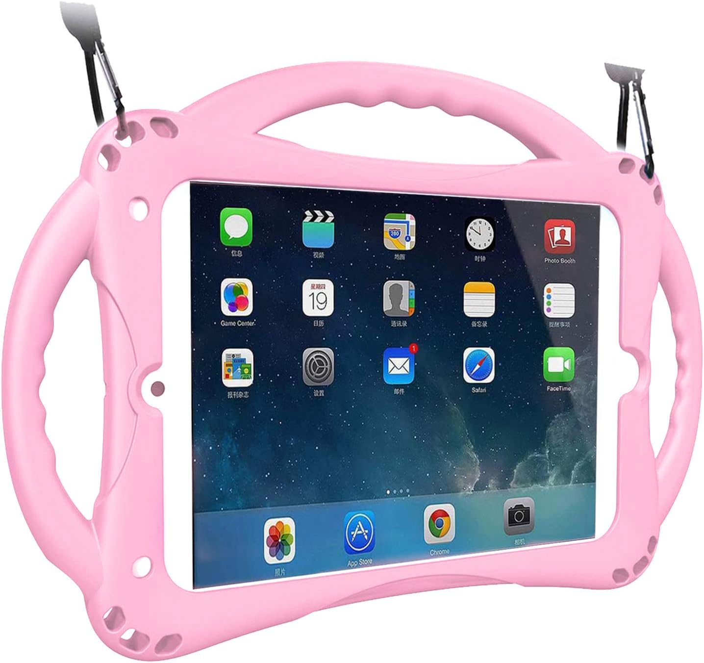 TopEsct Kids Case for iPad Mini 5/4/3/2/1,Shockproof Handle Stand Silicone Cover for iPad Mini 5/4/3/2/1 (Pink)