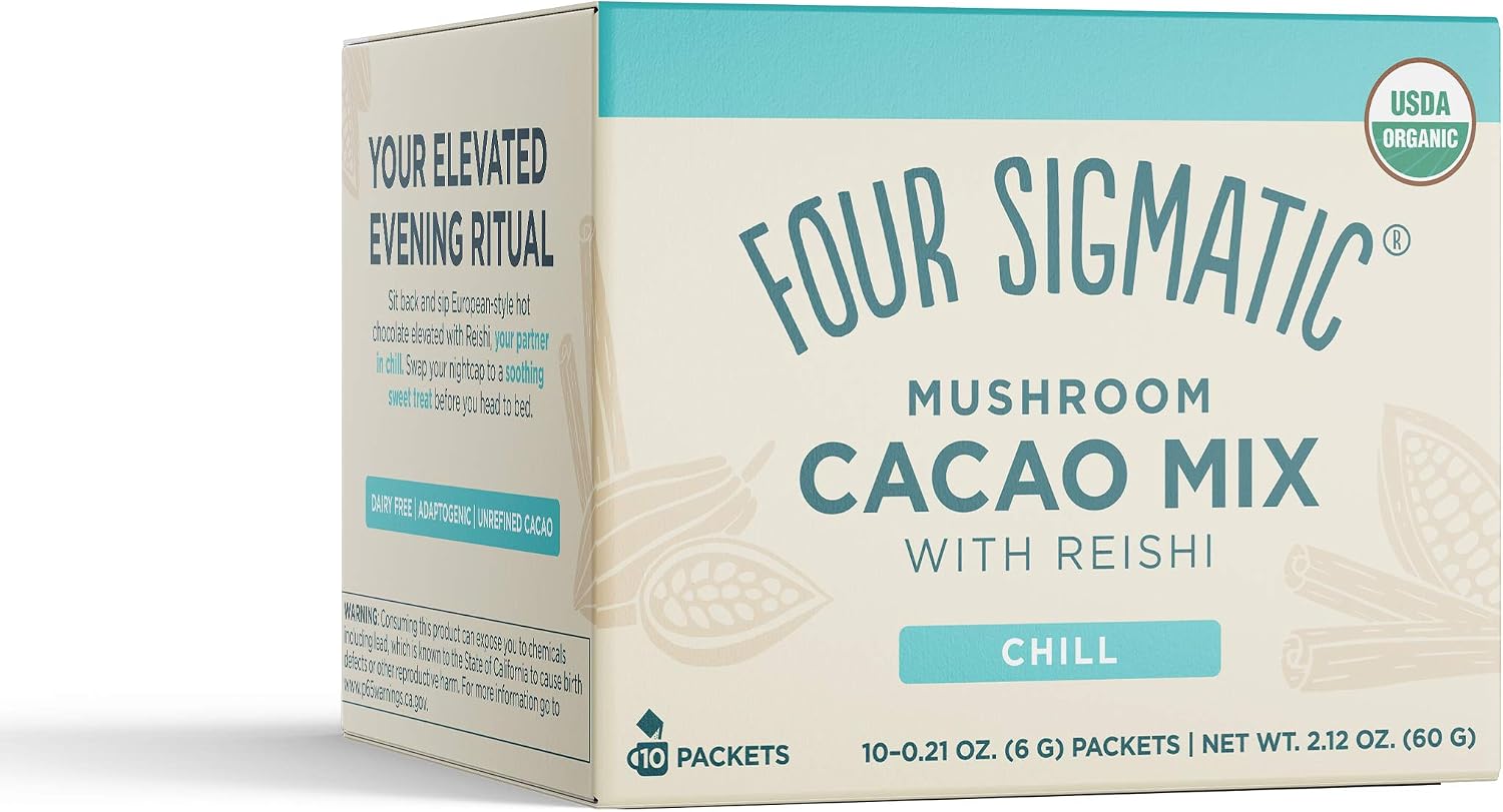Four Sigmatic Calm Mushroom Cacao Mix, Organic instant cacao with organic reishi mushroom powder, For drinking or baking