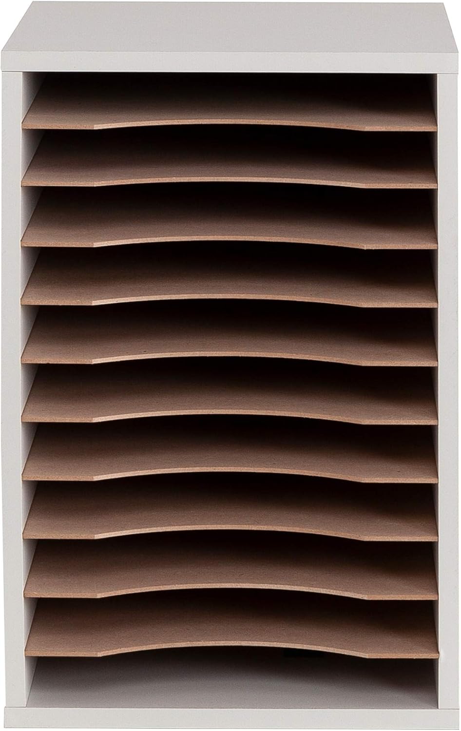 Safco Products Vertical Desktop Sorter, 11 Compartment 9419GR, Gray, Letter-size Shelves, Durable Laminate Finish : Office Desk Organizers : Office Products