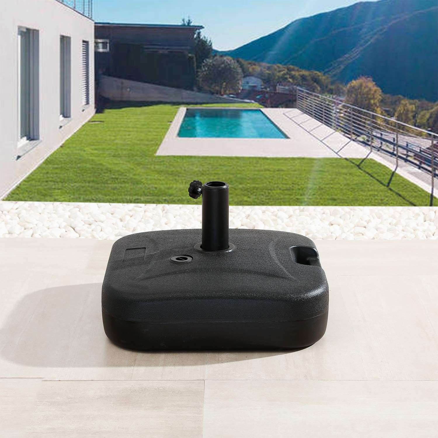 Amazon Com Festival Depot 52 Lbs Square Patio Umbrella Base Water Filled Base Weight Outdoor Umbrella Stand Umbrella Holder Suit For Dia From 1 5 To 2 Pole Black Garden Outdoor
